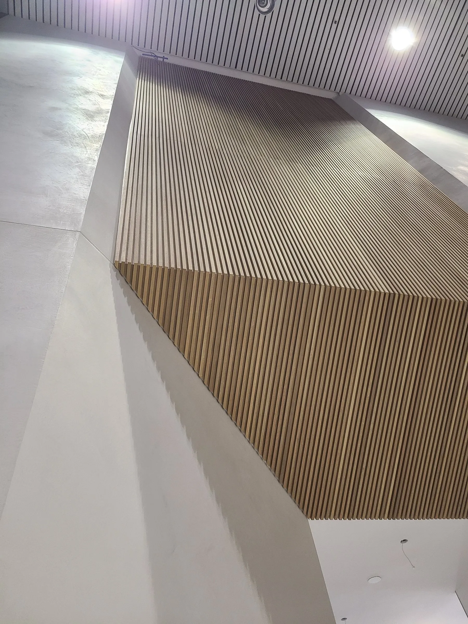 Angled slat wall — White oak